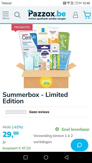 -62% op de summerbox v Pazzox: nu voor 29€ ip...