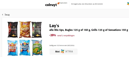 Lay's alle Mix Ups, Bugles 125 g of 160 g, Gr...