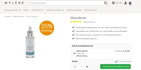 Bij mylene.eu is er 25% korting op het Glow S...