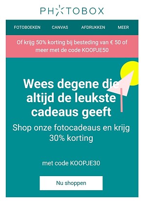 30% korting op fotocadeaus Op al de rest 50%...