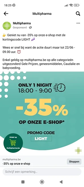 35% op de e-shop op multipharma.be op alle ca...