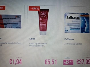 Bij medi-market.be nu 1+1 op Laino douchegel....