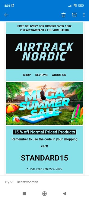 15% korting op niet afgeprijsde artikelen