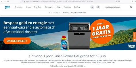Beko - 1 jaar Finish Power gel cadeau Dit aa...
