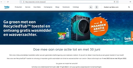 Beko - 6 maanden gratis wasmiddel en wasverza...