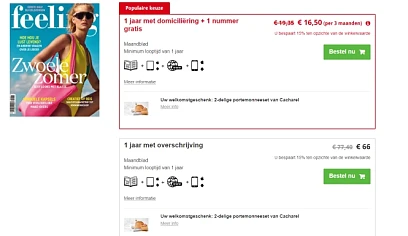 Abonnement feeling voor €66/j i.p.v. €77,40/j...