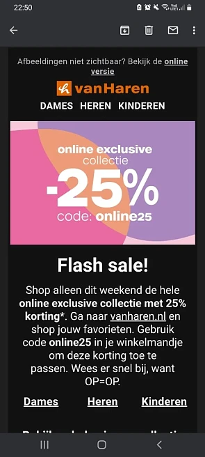 Enkel dit weekend bij je online bestelling 25...