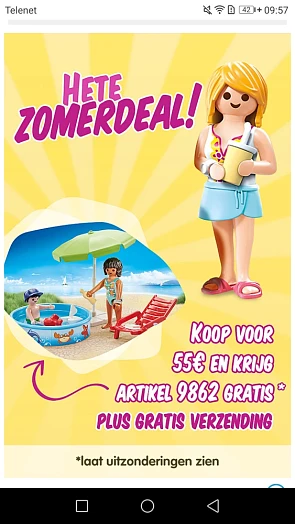 Bij aankoop v 55€ gratis Playmobil artikel tw...