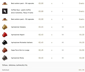 Bij Nespresso.com een assortiment van 50 Orig...