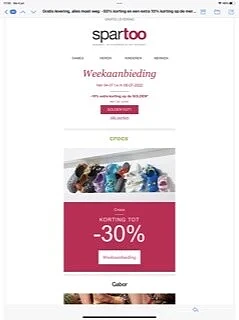 Weekaanbieding Spartoo op crocs 30% + -10% e...