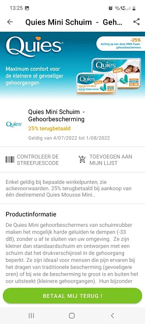 Myshopi 25% cashback quiesini schuim gehoorbe...