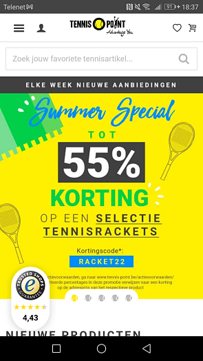 Tot -55% op een selectie tennisraketten