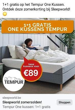 sleepworld.be zomerkorting 1+1 gratis op het...