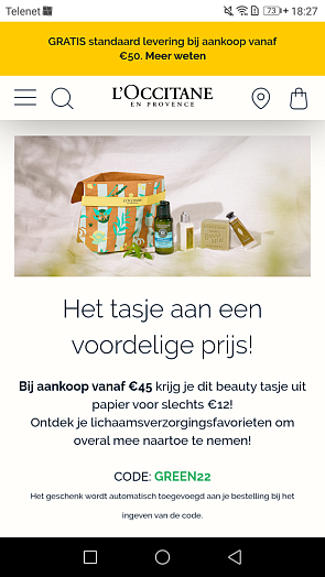 Bij aankoop v 45€ krijg je dit mooie milieuvr...