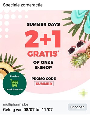 Summer days 2 + 1 gratis op onze e-shop