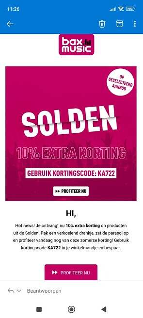 10% extra korting bovenop de sale