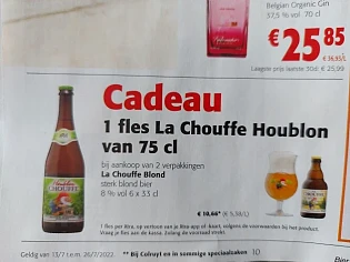 Colruyt gratis 1 fles la chouffe houblonvan 7...
