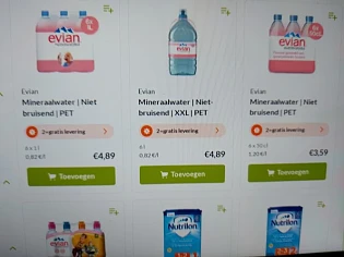 delhaize.be gratis levering met o.a. evian, n...