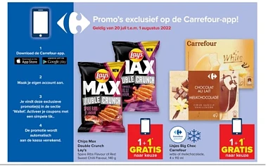 Carrefour promo's exclusief op de app o.a. 1+...