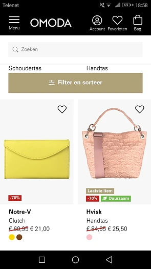 Tot -70% op verschillende handtassen bij Omod...
