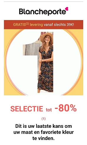 Blancheporte selectie tot -80% en gratis leve...