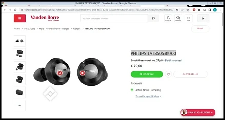 PHILIPS oortjes TAT8505BK/00 https://www.van...