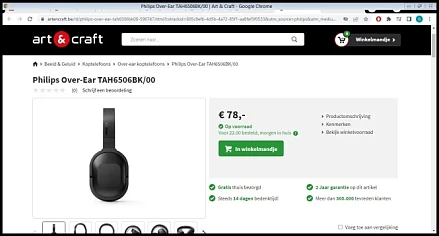Hoofdtelefoon bij artencraft voor 78 euro bij...