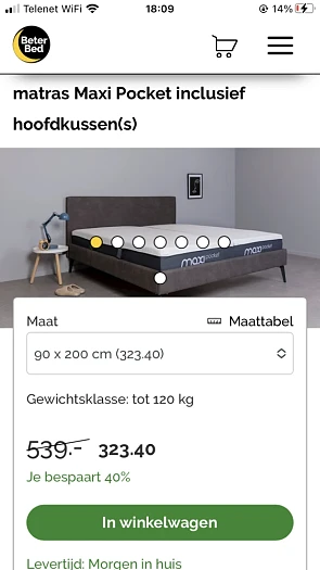 Matras voor de zoon gekocht. Langs geweest in...