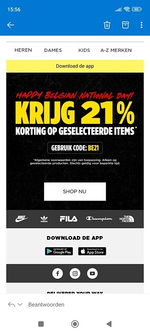 21% korting op een selectie artikelen IN DE A...