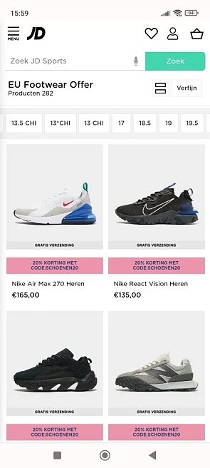 20% korting op een selectie schoenen van de g...