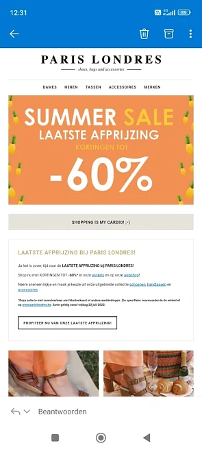 Laatste afprijzing bij paris londres; solden...