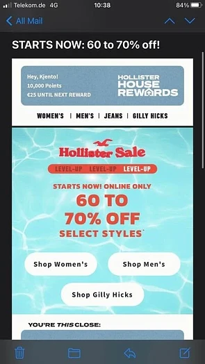 Grote korting op hollister , bijna de gehele...