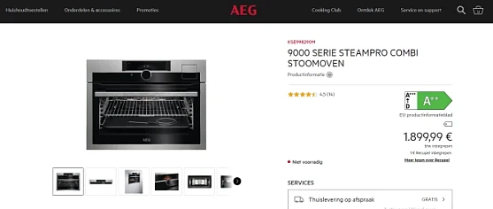 bij aeg COMBI STOOMOVEN voor 1899 euro bij oa...