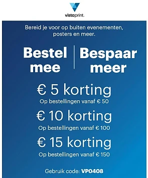 €50 bestellen is €5 korting. €100 bestellen i...
