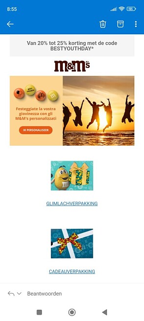 20% korting op alles 25% korting vanaf €100