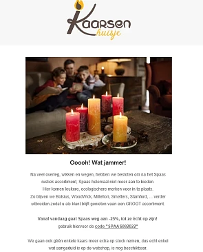 25% korting op Spaas, zolang de voorraad stre...