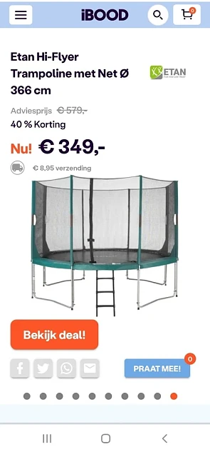 ibood.com enkel vandaag etan hi-flyer trampol...