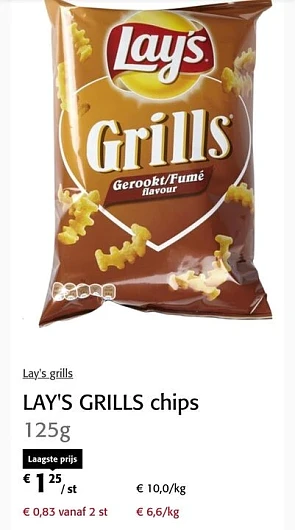 Ik voeg subiet Grills chips van Lay’s aan mij...