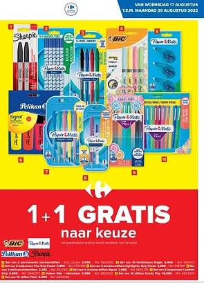 Carrefour 1+1 gratis naar keuze op schrijfger...