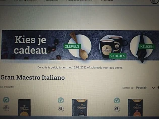 Bij aankoop v koffie v gran maestro italiano...