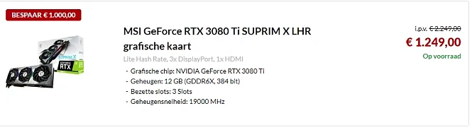 MSI GeForce RTX 3080 Ti SUPRIM X LHR grafisch...
