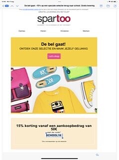 15% korting vanaf een aankoopbedrag van 50€ M...