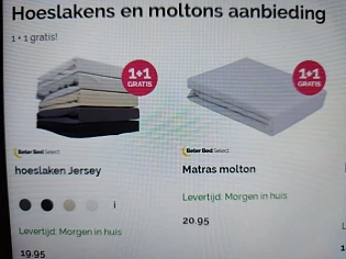 beterbed.be 1+1 hoeslaken Jersey, matras molt...