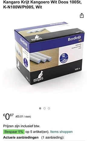Kangaro Krijt 100ST voor 0,67€ bij Amazon V...