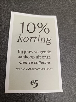 10% korting bij je volgende aankoop uit de ni...