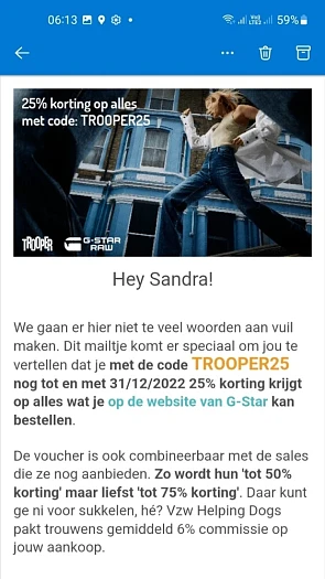 25 % korting bij een online aankoop bij G-STA...