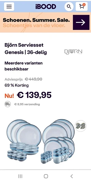 ibood.com enkel vandaag Bjorn serviesset gene...