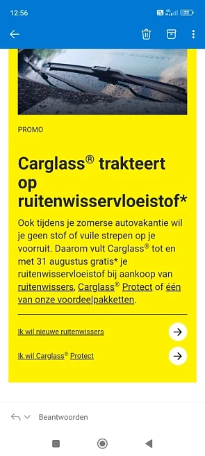 Carglass trakteert op ruitenwisservloeistof:...
