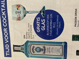 Gratis glas bij aankoop van een fles Bombay g...
