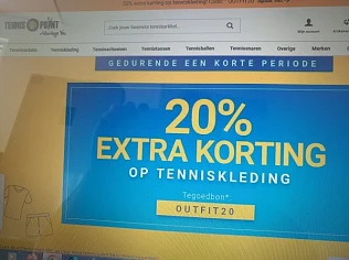 -20% extra korting op alle tenniskleding